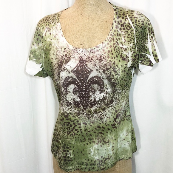 Katie's Kloset Tops - Embellished Fleur-de-lis Sublimation Top